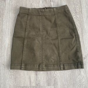 Free People olive green denim skirt